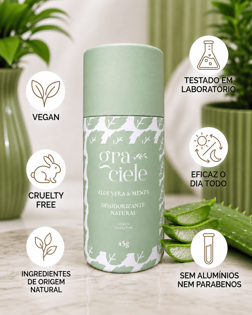 Desodorizante Natural Aloe Vera & Menta - Graciele